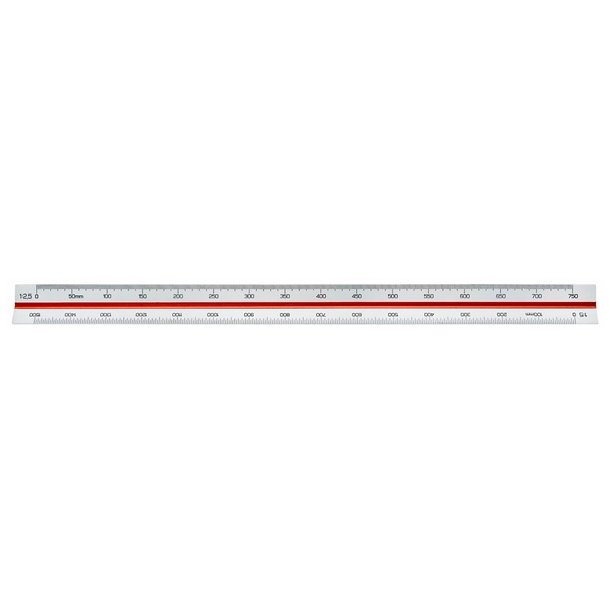 Linex Trekantet lineal/Mlestok - 313 - 30 cm - indd. 1:2,5:5:10:20:50:100 - hvid/Grn