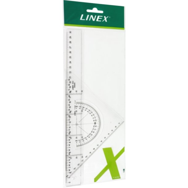 Linex skolest 2602 - etui med linealer, Linex 30 cm og Linex geometritrekant