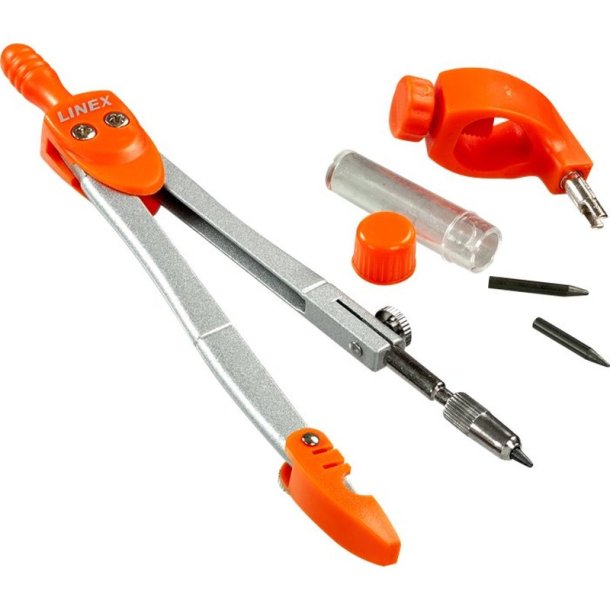 Linex blypasser - no 950 - 12cm - 4 assorteret farver (grn, orange, lilla, bl)