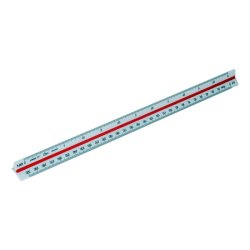 Linex Trekantet lineal/Mlestok - 311 - 30 cm - indd. 1:1:20:25:50:75:125 - hvid/grn