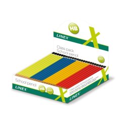 Linex Skoleblyant - HB - 4 farver antiskrid belgning - kasse med 144 Stk.