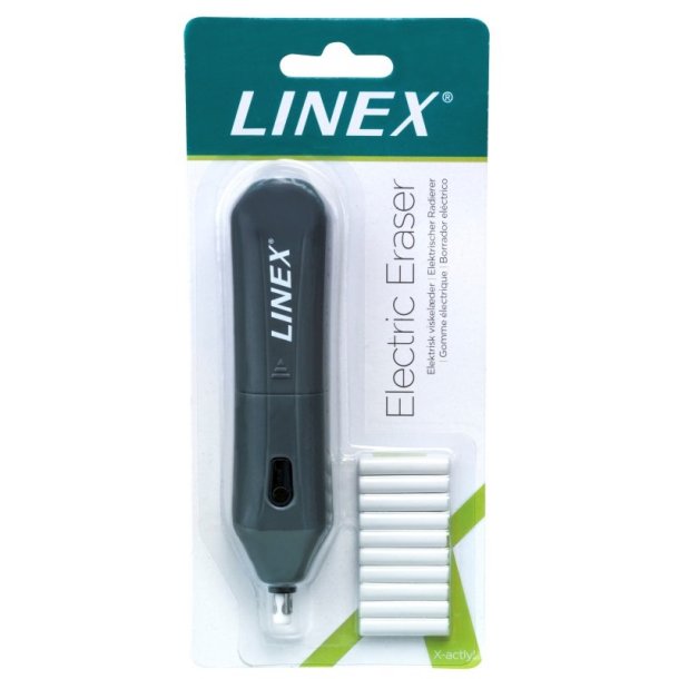 Linex batteridrevet viskelder - 12cm - Gr - inkl.- 10 stk. viskelder - 7,5cm - hvid