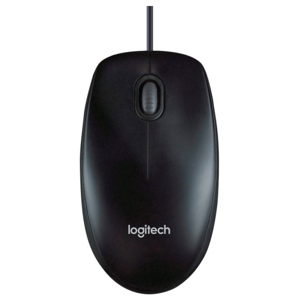 Logitech M100 mus - hjre- og venstrehndet - optisk - 3 knapper - kabling - USB - sort