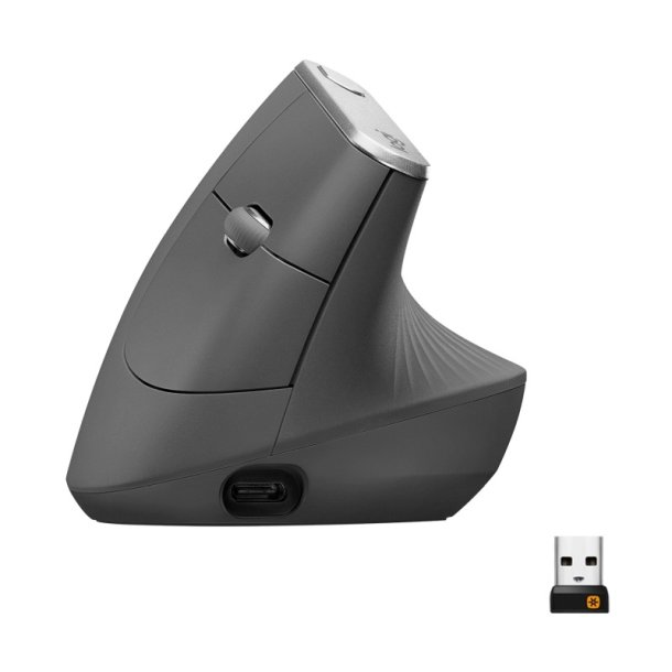 Logitech MX Vertikal Lodret mus - ergonomisk - optisk - 6 knapper - trdls, kabling - BT - grafit