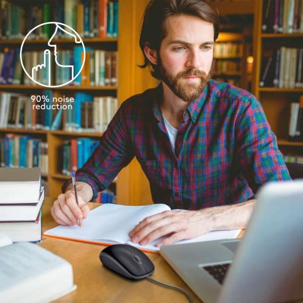 Logitech B110 Silent mus - hjre- og venstrehndet - optisk - 3 knapper - kabling - USB