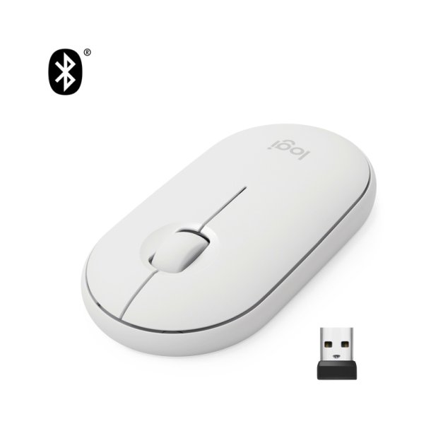 Logitech Pebble M350 mus - optisk - 3 knapper - trdls - Bluetooth - offwhite