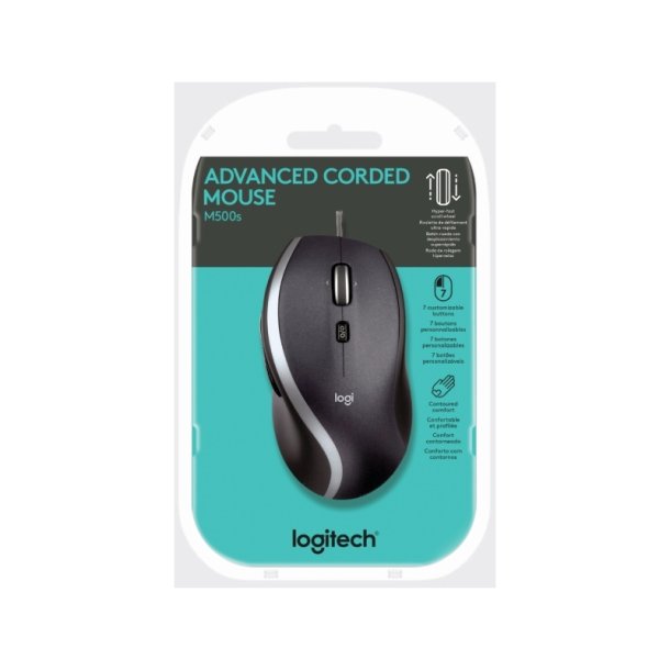 Logitech M500s Advanced Corded Mouse mus - optisk - 7 knapper - kabling - USB