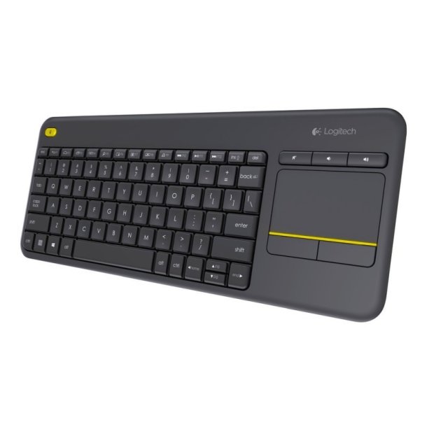 Logitech K400 Plus Tastatur - Touch - trdls - Nordisk - sort