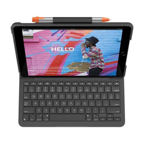 Logitech Slim Folio tastatur og folio - BT - Nordic - grafit - for Apple 10.2" iPad (7g, 8g, 9g)
