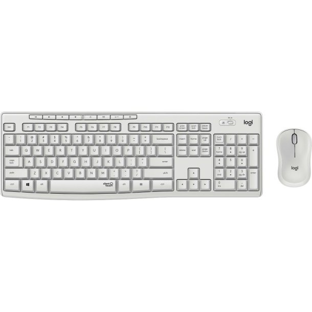 Logitech MK295 Silent tastatur og mus-st - trdls - Pan Nordic - off white