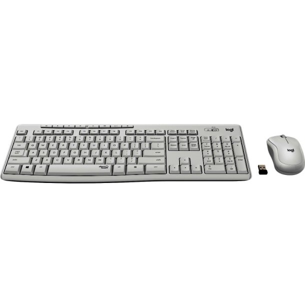 Logitech MK295 Silent tastatur og mus-st - trdls - Pan Nordic - off white