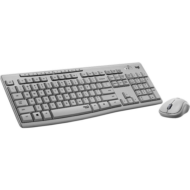 Logitech MK295 Silent tastatur og mus-st - trdls - Pan Nordic - off white