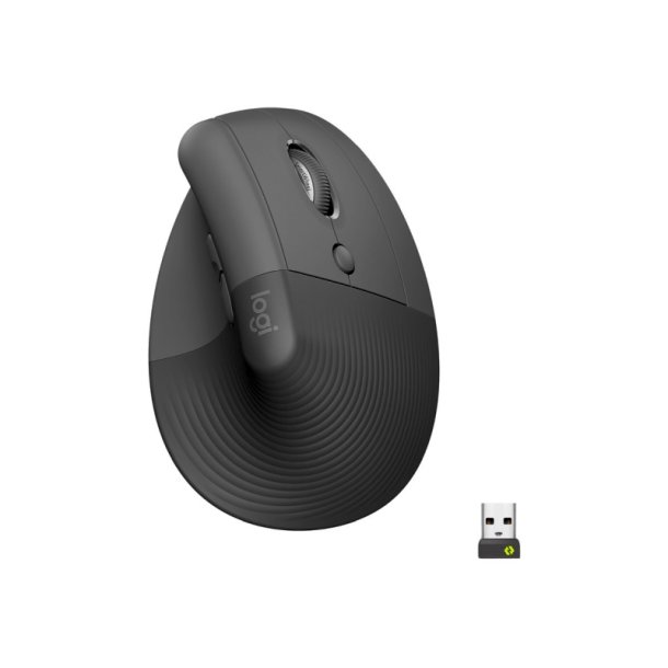 Logitech Lift Vertical Ergonomisk mus - hjre hnd - optisk - 6 knapper - trdls - BT - Sort