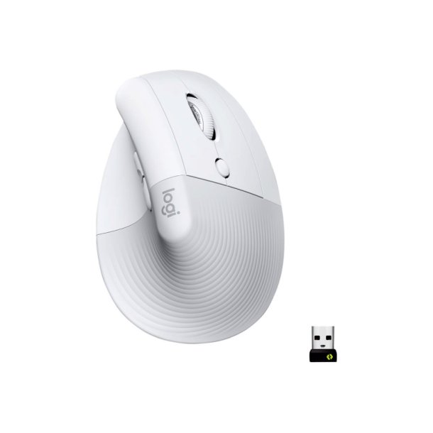 Logitech Lift Vertical Ergonomisk mus - hjre hnd - optisk - 6 knapper - trdls - BT - hvid