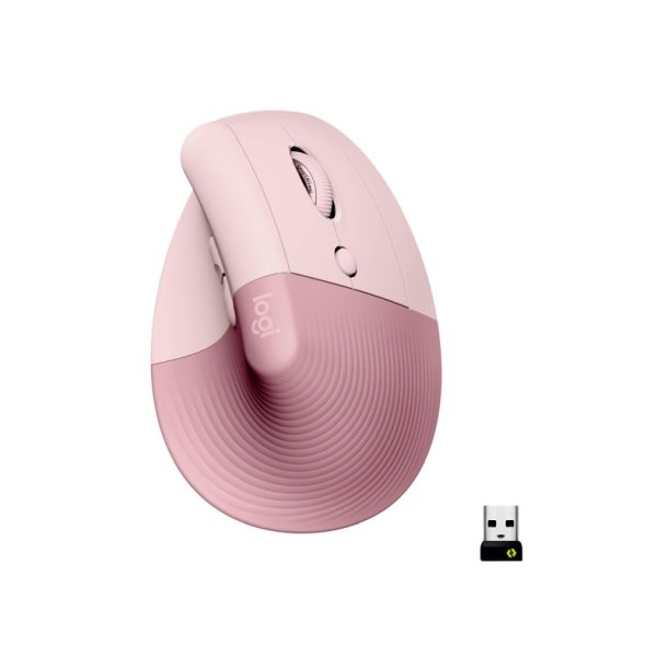 Logitech Lift Vertical Ergonomisk mus - hjre hnd - optisk - 6 knapper - trdls - BT - Rose