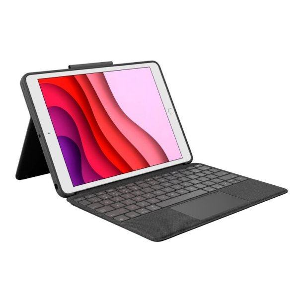 Logitech Combo Touch Tastatur og folio - Trackpad - bagbelyst - Apple 10.2" IPad (7g, 8g, 9g)