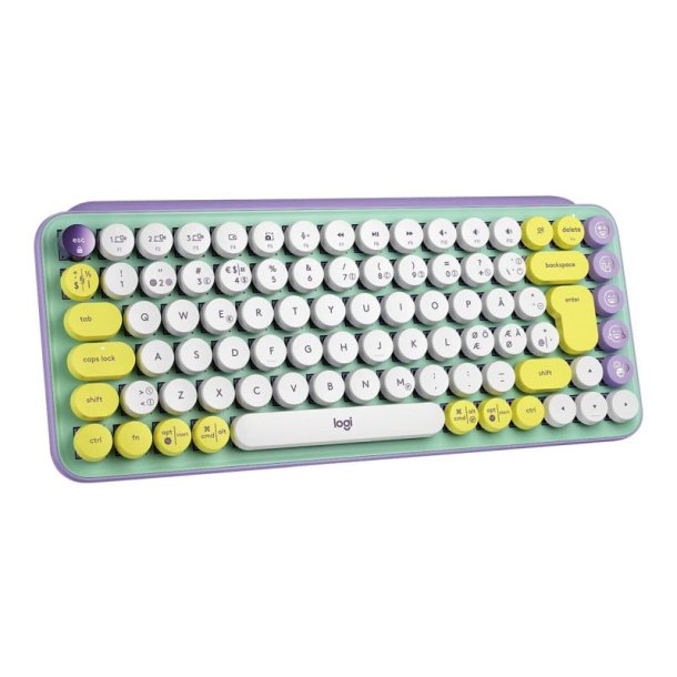 Logitech POP Keys Mechanical tastatur - Emoji Keys - trdls + Bluetooth - Nordisk - dagdrm