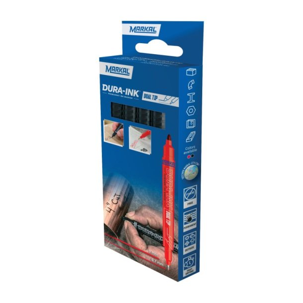 Markal Dura Ink - Dual Tip - 4 stk. - Sort