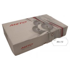 Meto etiket - aftagelige - 26x12mm - hvid - 36 ruller med 1500 stk. - I alt 54000 stk.