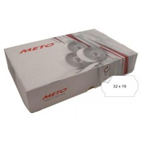 Meto etiket - permanent - 32x19mm - hvid - 30 ruller med 1000 stk. - I alt 30000 stk.