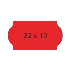 Meto etiket - permanent - 22x12 - rd - 7 ruller med 1500 stk. - I alt 10500 stk.