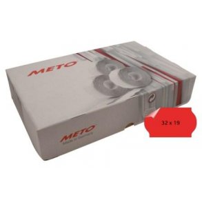 Meto etiket - aftagelige - 32x19mm - rd - 30 ruller med 1000 stk. - I alt 30000 stk.