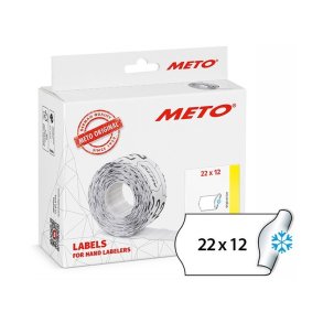 Meto fryseetiket permanent - 22x12mm - 12 ruller med 1000 hvide