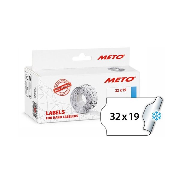 Meto fryseetiket permanent - 32x19mm - 5 ruller med 1000 hvide