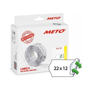 Meto prism�rker aftagelige - 22x12mm - 12 ruller med 1000 hvide