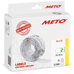 Meto prism�rker aftagelige - 22x12mm - 12 ruller med 1000 hvide