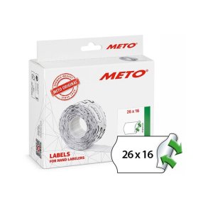Meto prism�rker aftagelige - 26x16mm - 12 ruller med 1000 hvide