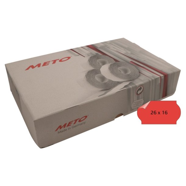Meto prism�rker aftagelige - 26x16mm - 36 ruller med 1200 r�de