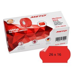 Meto prism�rker aftagelige - 26x16mm - 6 ruller med 1000 r�de