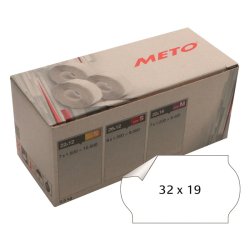 Meto prism�rker aftagelige - 32x19mm - 5 ruller med 1000 hvide