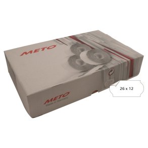 Meto prism�rker aftagelige - 26x12mm - 36 ruller med 1500 hvide