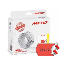 Meto prism�rker permanent - 22x12mm - 12 ruller med 1000 r�de