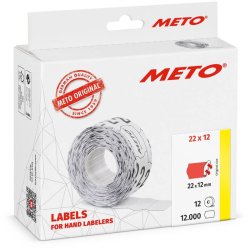 Meto prism�rker permanent - 22x12mm - 12 ruller med 1000 r�de