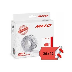 Meto prism�rker permanent - 26x12mm - 12 ruller med 1000 r�de