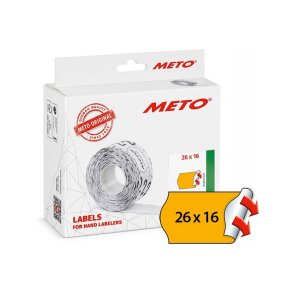 Meto prism�rker permanent - 26x16mm - 12 ruller med 1000 orange