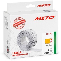 Meto prism�rker permanent - 26x16mm - 12 ruller med 1000 orange