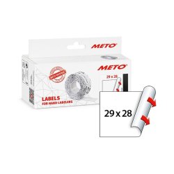 Meto prism�rker permanent - 29x28mm - 5 ruller med 1000 hvide