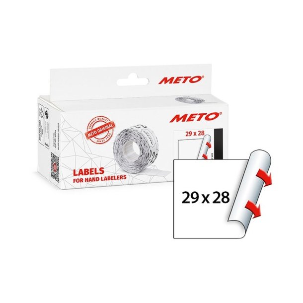 Meto prism�rker permanent - 29x28mm - 5 ruller med 1000 hvide