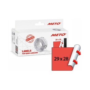 Meto prism�rker permanent - 29x28mm - 5 ruller med 1000 r�de