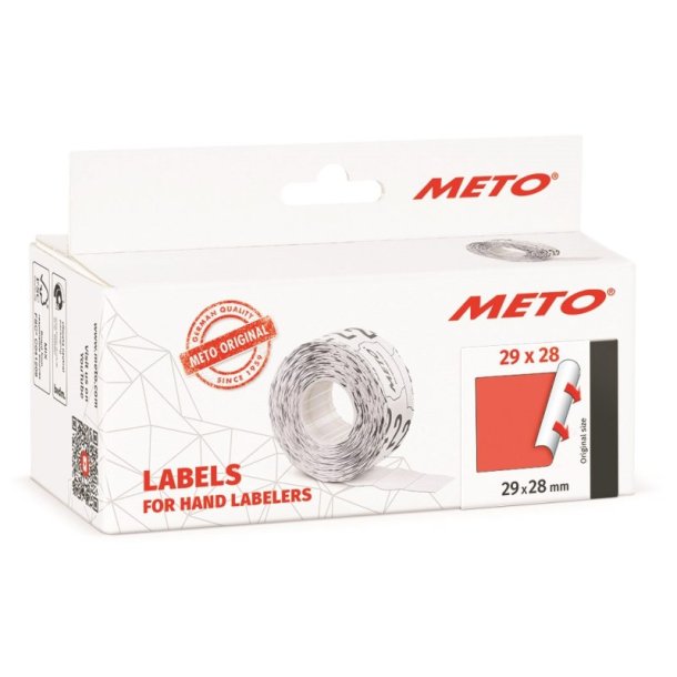Meto prism�rker permanent - 29x28mm - 5 ruller med 1000 r�de