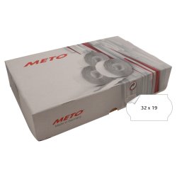 Meto prism�rker permanent - 32x19mm - 30 ruller med 1000 hvide