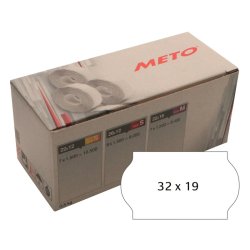 Meto prism�rker permanent - 32x19mm - 5 ruller med 1000 hvide