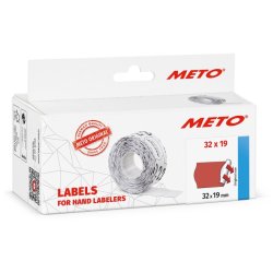 Meto prism�rker permanent - 32x19mm - 5 ruller med 1000 r�de