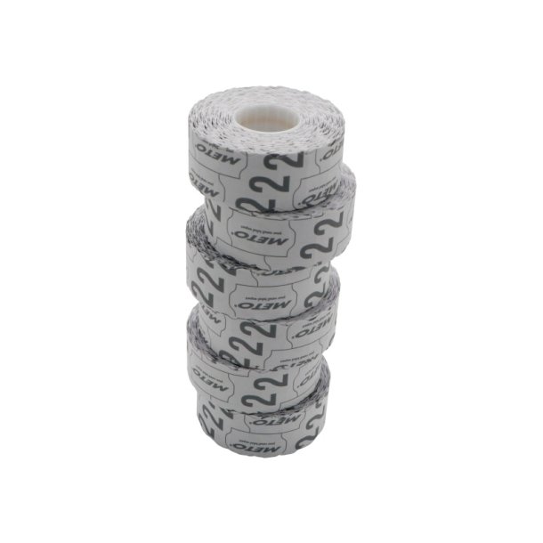 Meto prism�rker permanent - 26x12mm - 6 ruller med 1500 hvide