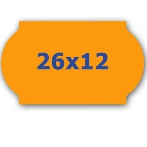 Meto prism�rker permanent - 26x12mm - 12 ruller med 1000 orange