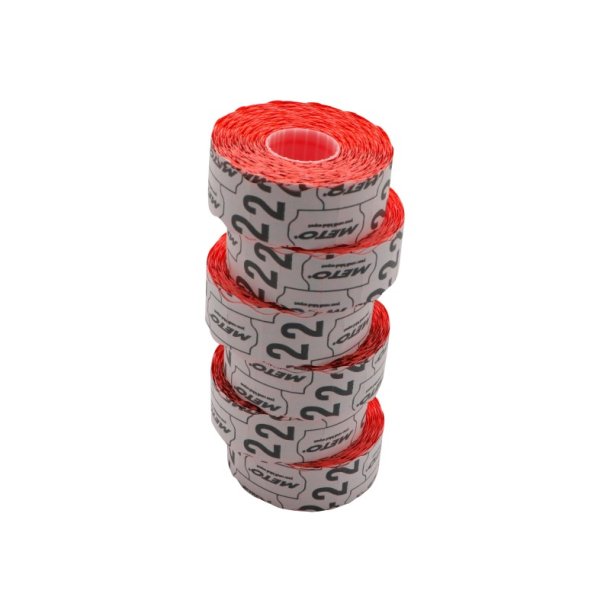 Meto prism�rker permanent - 26x12mm - 6 ruller med 1500 r�de